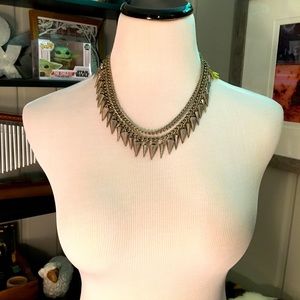 Silver Layered Spiked Chain Necklace